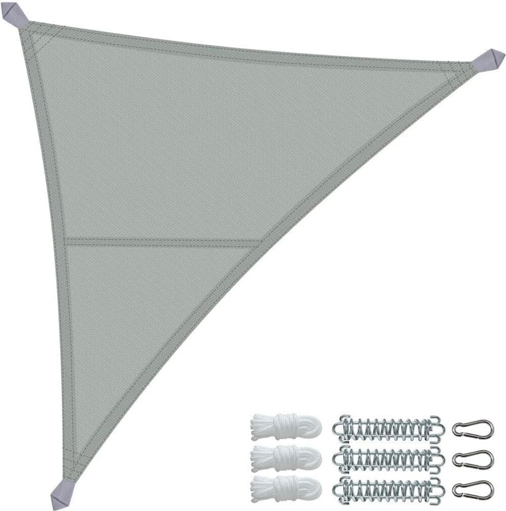 VOUNOT Wasserdicht Sonnensegel Dreieckig mit Befestigung Set, 3x3x3m, Anthrazit