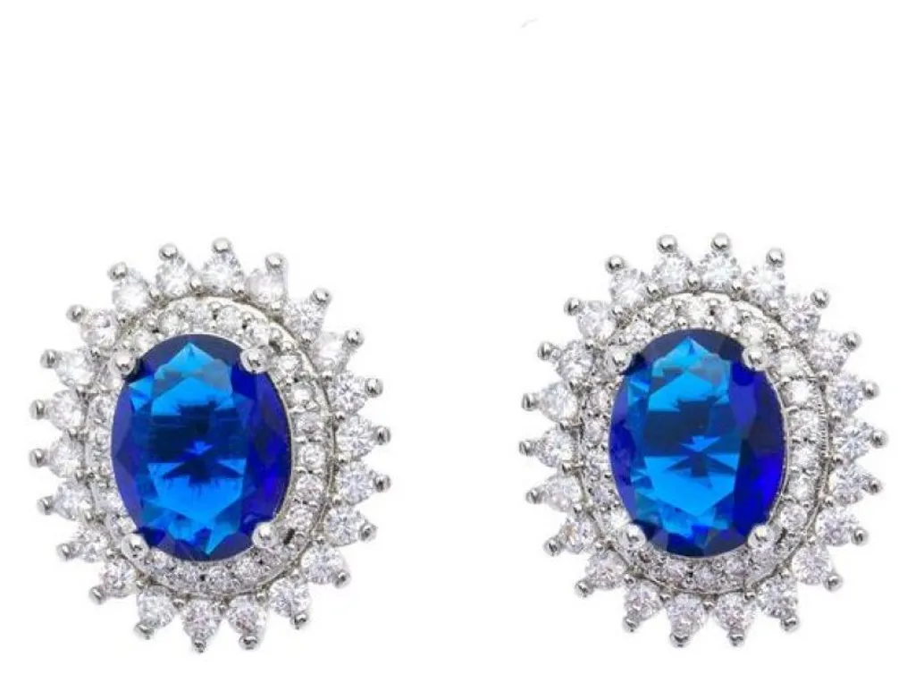 Boucles d'oreilles ovales Dusk 23202 avec cristaux bleus étincelants