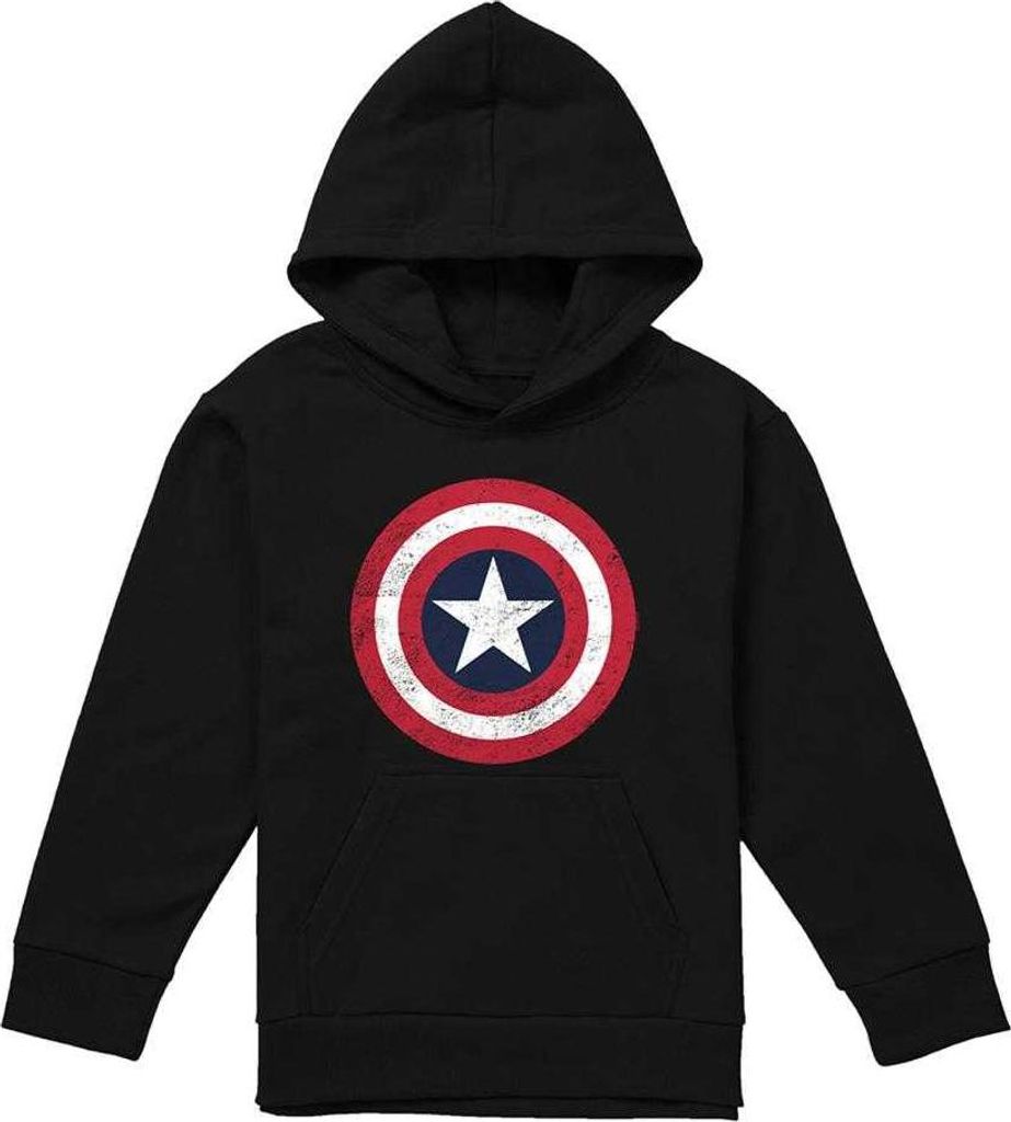 Captain America - Kapuzenpullover für Kinder, Zum Überziehen TV22726 (128) (Schwarz)