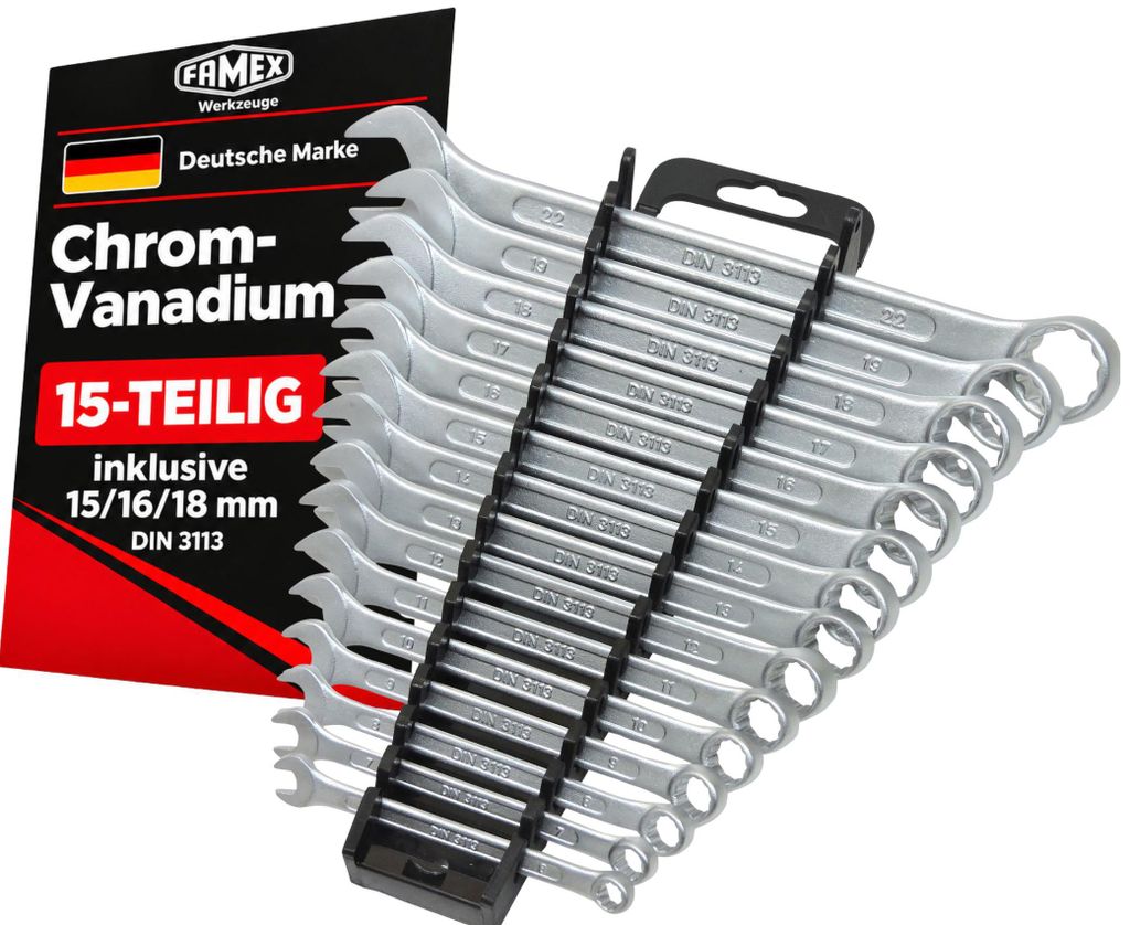 FAMEX 10355-15 Ringmaulschlüssel Satz - Gabelringschlüssel Produktbild 