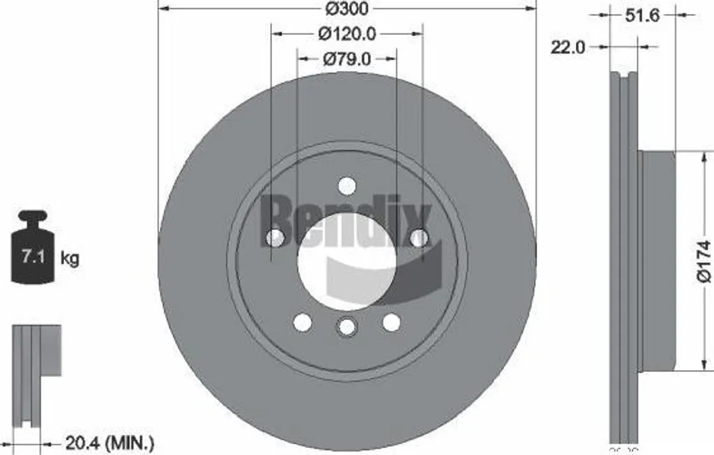 Disque de frein BENDIX Braking BDS1159HC OE 1164539 pour BMW E46 Z3 Z4