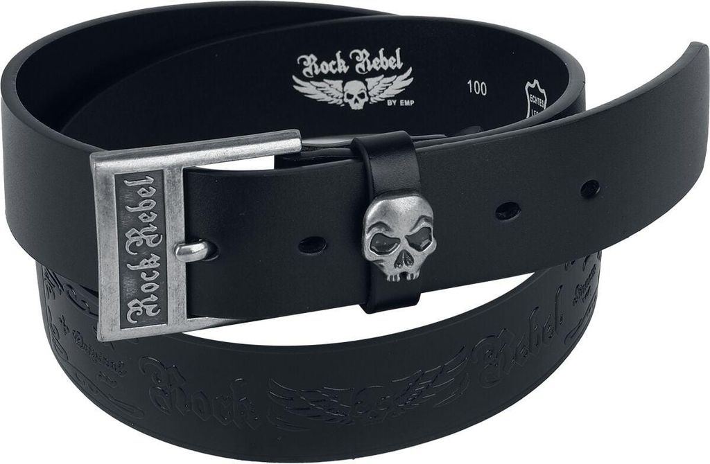 Rock Rebel by EMP Uni schwarzer Gürtel mit Totenkopf Detail 120 cm