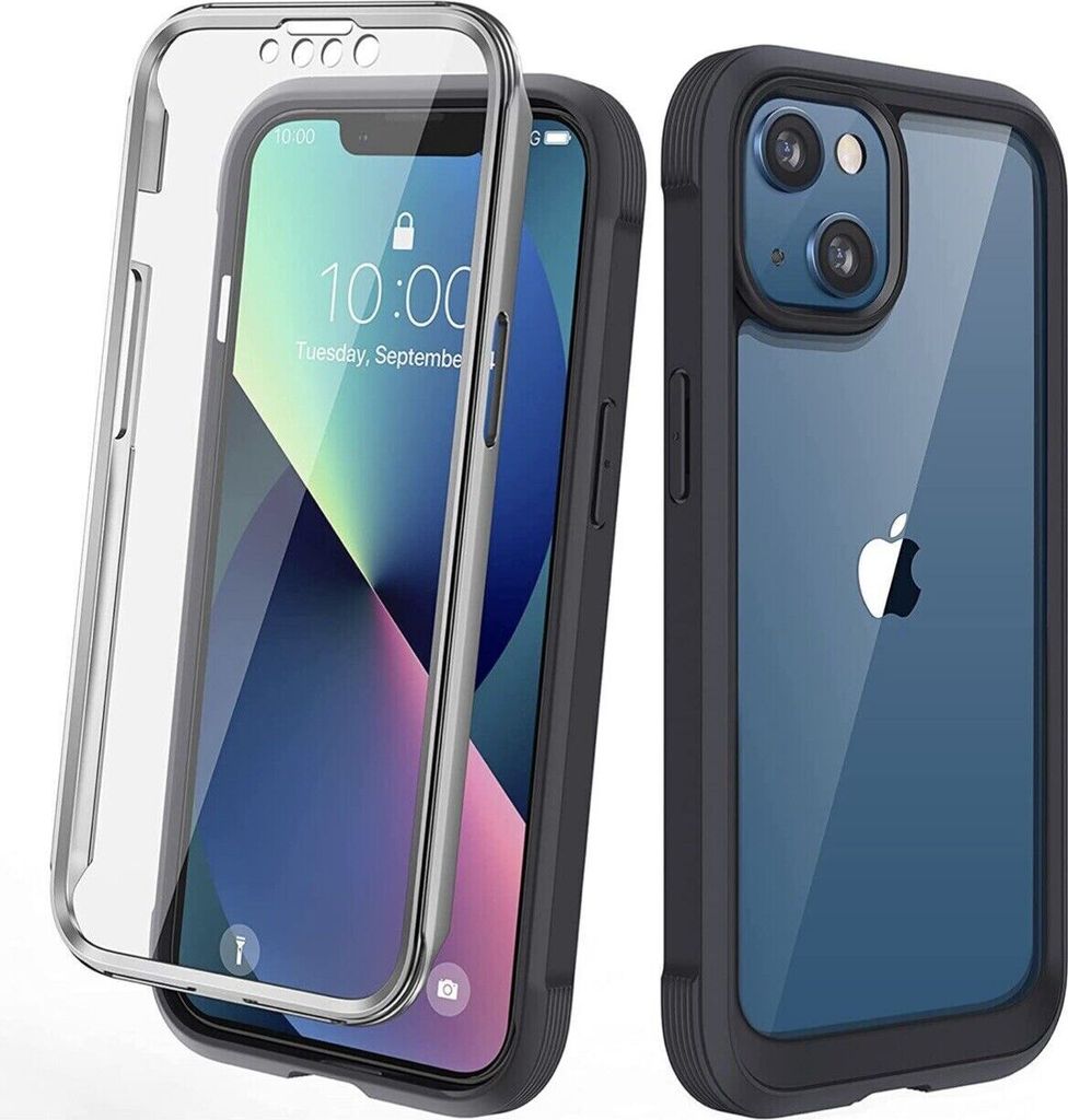 Handyhülle 360-Grad-Schutzhülle kompatibel mit iPhone 13 6,1 Zoll, Ganzkörper-Schutzhülle,integrierter kratzfester Displayschutz,stoßfeste Puf...