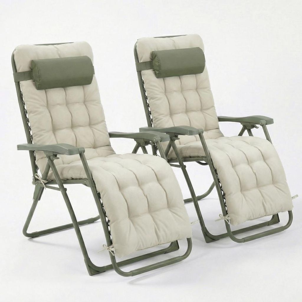 CASABEL lot de 2 chaises pliantes Zéro Gravité Vert sauge Image du produit 