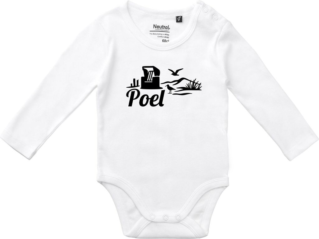 Huuraa Baby Body Poel Strandmotiv 62 White Baumwolle Fairtrade Langarmbody Geschenkidee