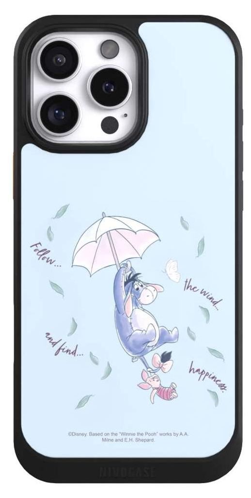 NIVOCASE Hülle für Apple iPhone 16 Pro Max Handyhülle NIVOcore Case Schwarz Disney Offizielles Lizenzprodukt Winnie Puuh I-Aah