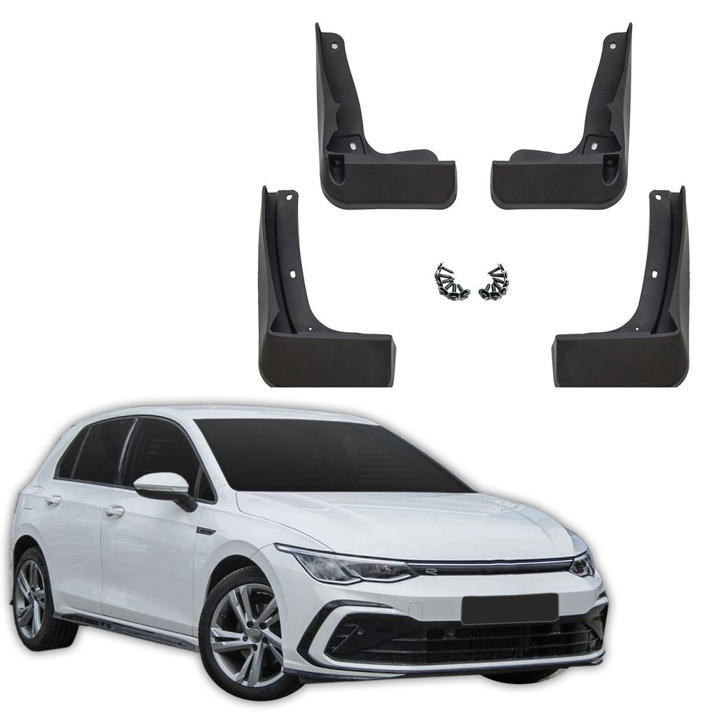 J&J AUTOMOTIVE | Schmutzfänger 4er Set vorne + hinten für Volkswagen Golf 8 R Line ab 2020 Schrägheck (Passt nicht zum regulären Modell)