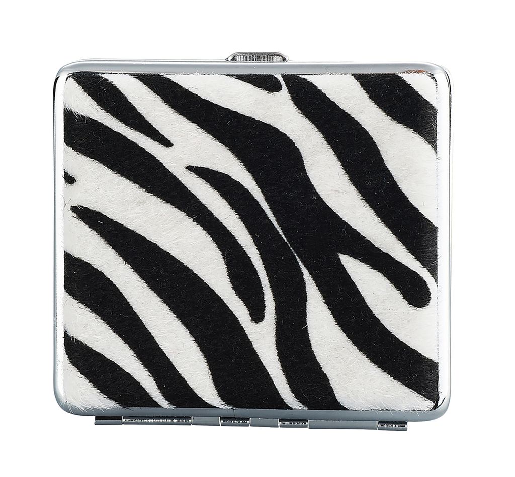 ZIGARETTENETUI "Animal" für 20 Zigaretten Plüsch aus Metall Zigarettenbox Zigarettendose Etui Case Box Dose 97 (Zebra)