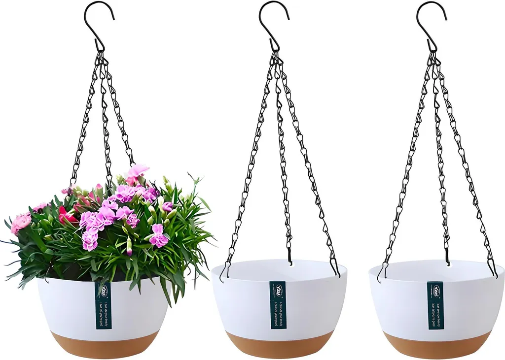 Panier suspendu pour plante lot de 3 pots blancs 21cm déco jardin balcon