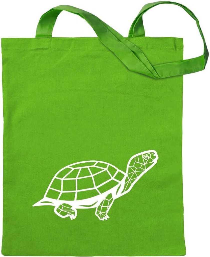 Kiwistar - Baumwolltasche - hellgrün - Polygon Schildkröte Figur Tier Art - Tragetasche Stoffbeutel Umhängetasche Langer Henkel