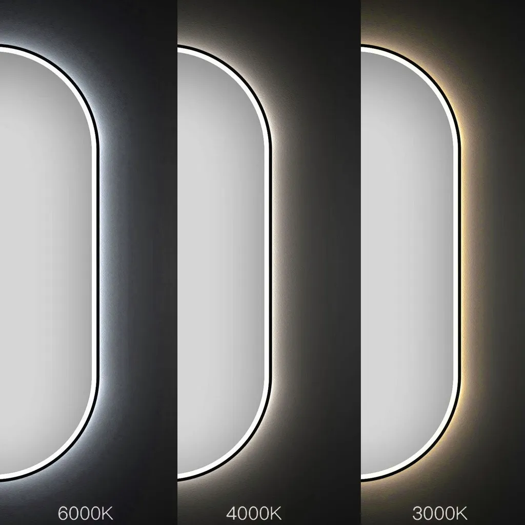 Miroir LED Mural pour Maquillage et Dressing Tutumi OVL 50x100cm Noir Mat - 5
