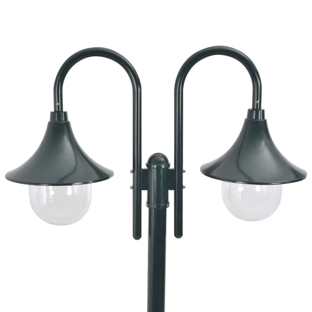 vidaXL Borne d'Éclairage de Jardin 220 cm E27 2 Lanternes Vert Foncé