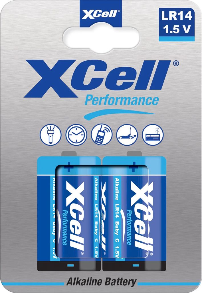 XCell Performance Alkaline LR14 Baby C Batterie (zwei Stück, im Papp-Blister)