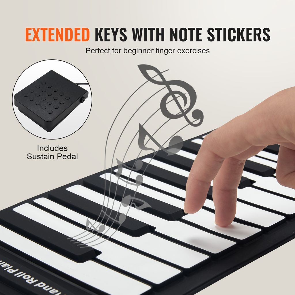 VEVOR roll-up keyboard piano s 88 klávesami, 128 rytmů, 128 Obrázek produktu 4