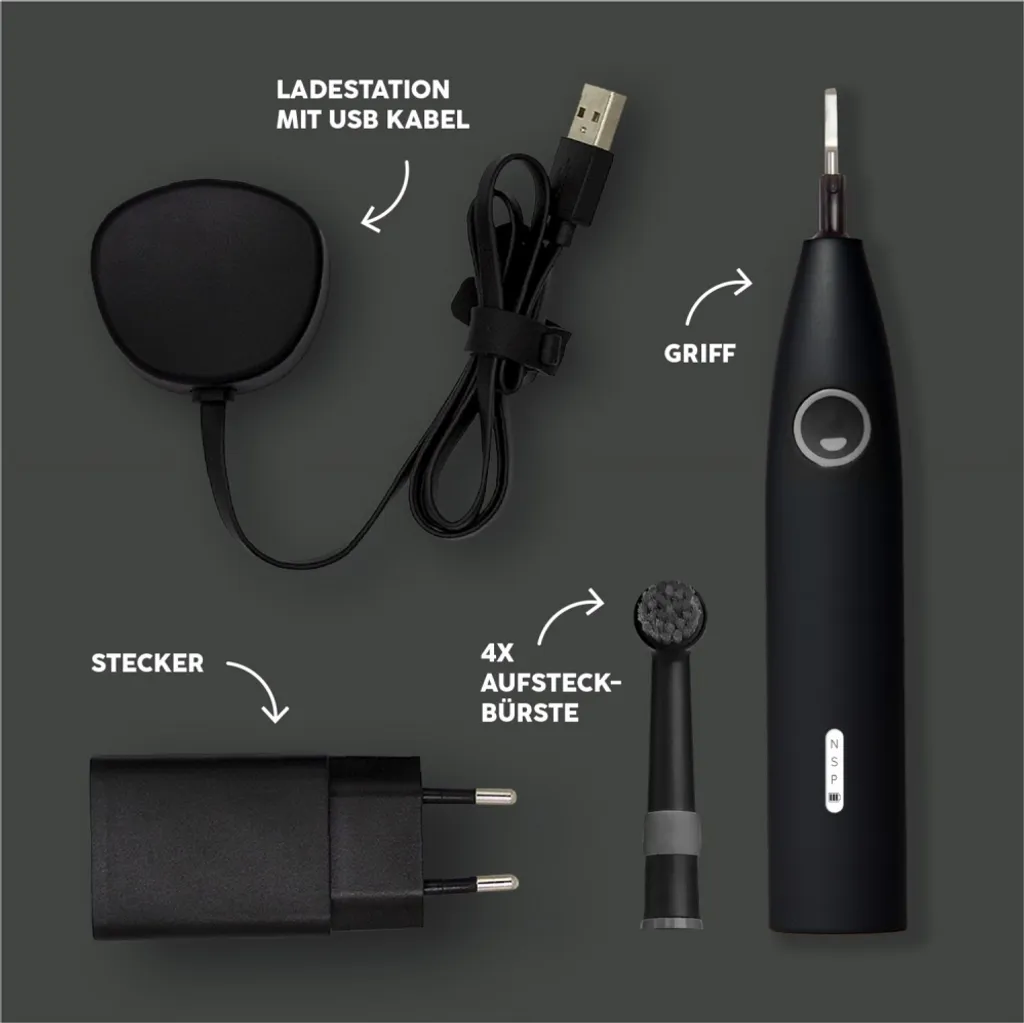 happybrush ECO R2 Brosse à Dents Électrique Noire CR2BEAN Rechargeable