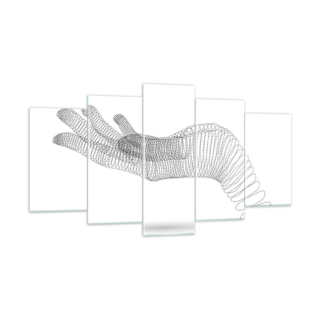 Bilder auf glas - 5 Teile - Hand Grafik weiß - 160x85cm - Glasbilder - Wandbilder - Bilder - zum Aufhängen bereit - Wanddekoration aus Glas - Gla...