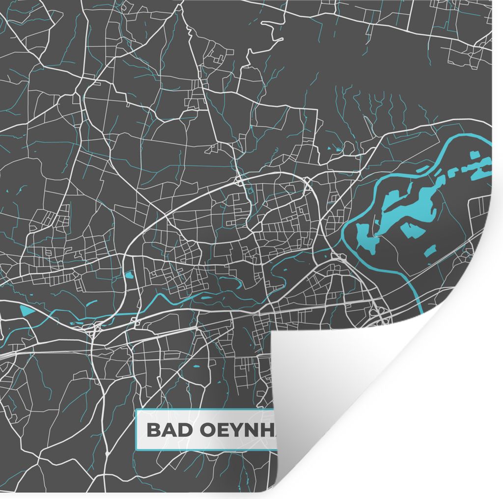 MuchoWow Wandtattoo Wandsticker Wandaufkleber Karte - Stadtplan - Bad Oeynhausen - Deutschland - Blau 80x80 cm Selbstklebend und Repositionierbar...