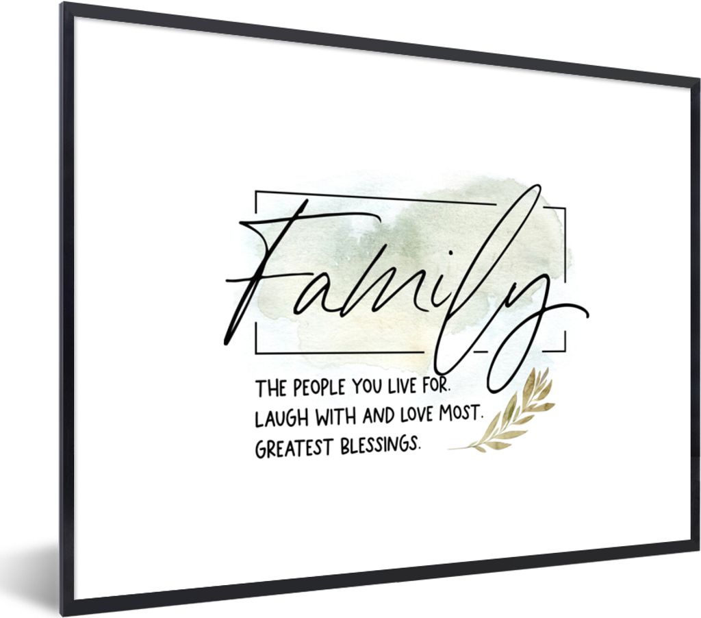 MuchoWow Gerahmtes Poster Zitate - Sprichwörter - Familie 80x60 cm - Poster mit Schwarzem Bilderrahmen Wandposter Rahmen Foto Bilder - Schwarzem...