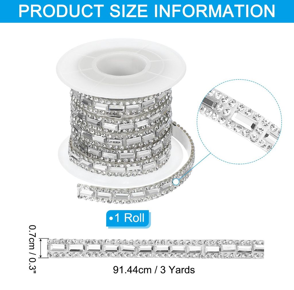 3 Yards x 0.3 Inch Strassband, Selbstklebende Strassstreifen Bling Kristall Diamant Aufkleberband Glitzer Wickelrolle fš¹r DIY Kunsthandwerk Auto...