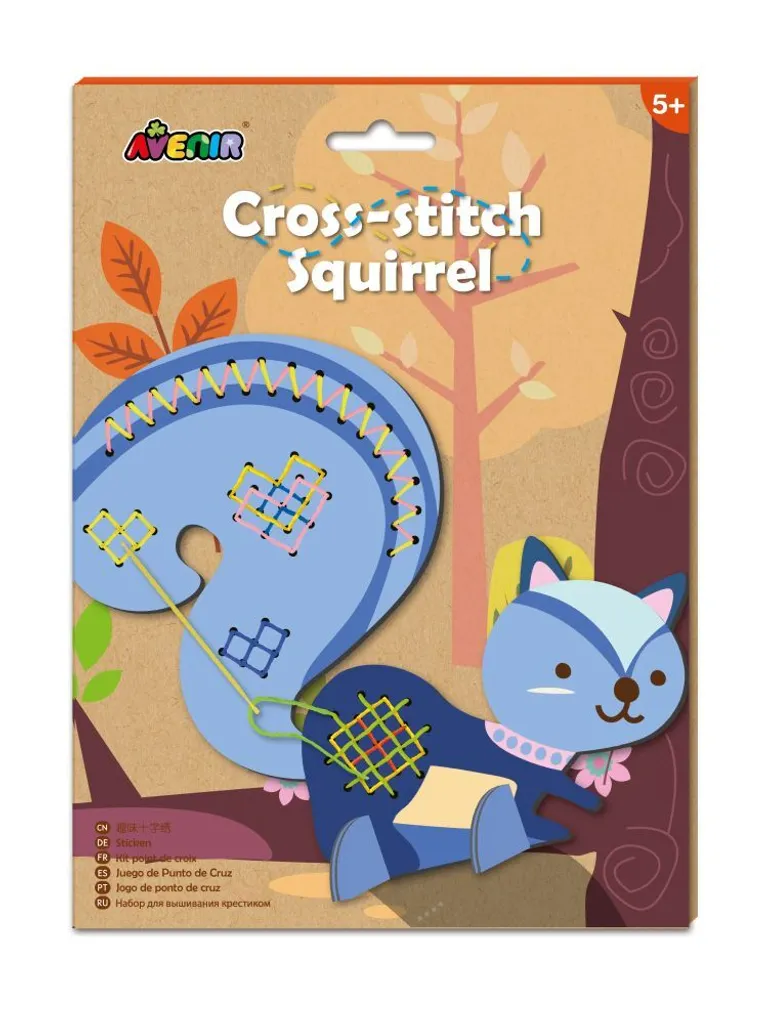 Apprendre la broderie sans erreur - Kit point de croix écureuil guidé