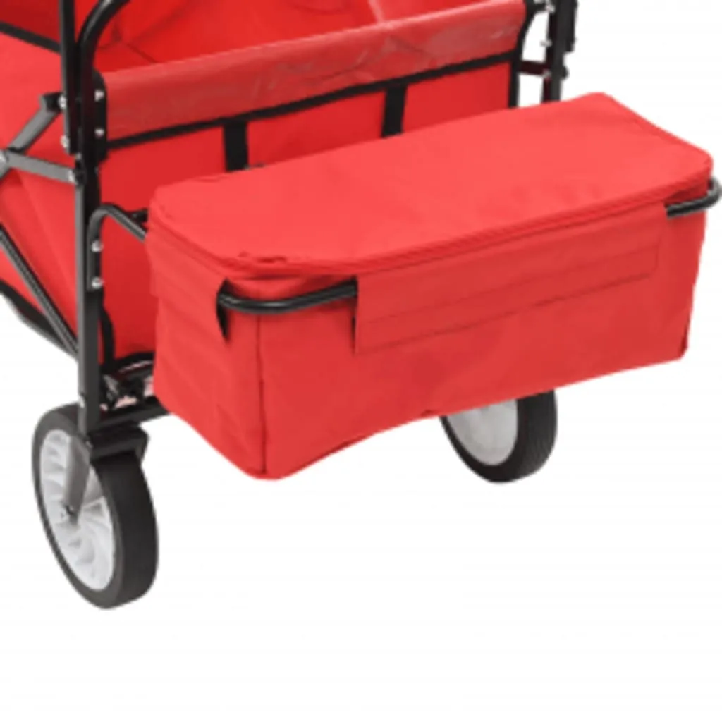 Chariot à main pliable toit solaire acier rouge structure renforcée - 5
