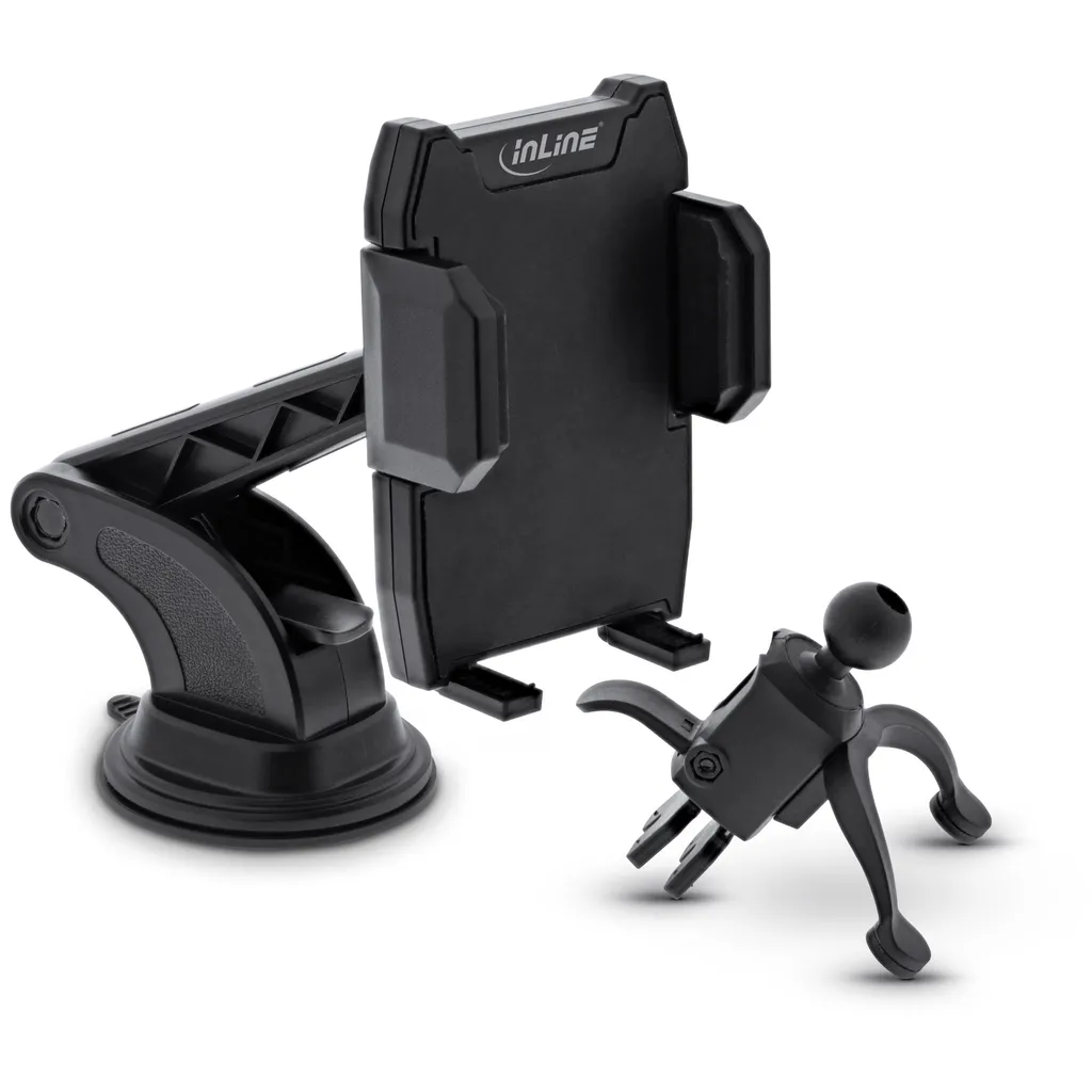 InLine One Click Easy II: Supporto Auto Smartphone Ventosa/Griglia - 1