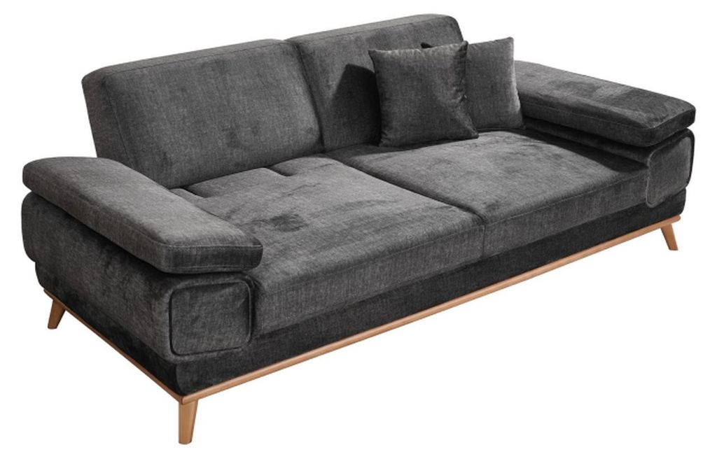 Modernes 3-Sitzer Sofa Schwarz Couch Stoff Sofas Polster Couchen Textil Möbel