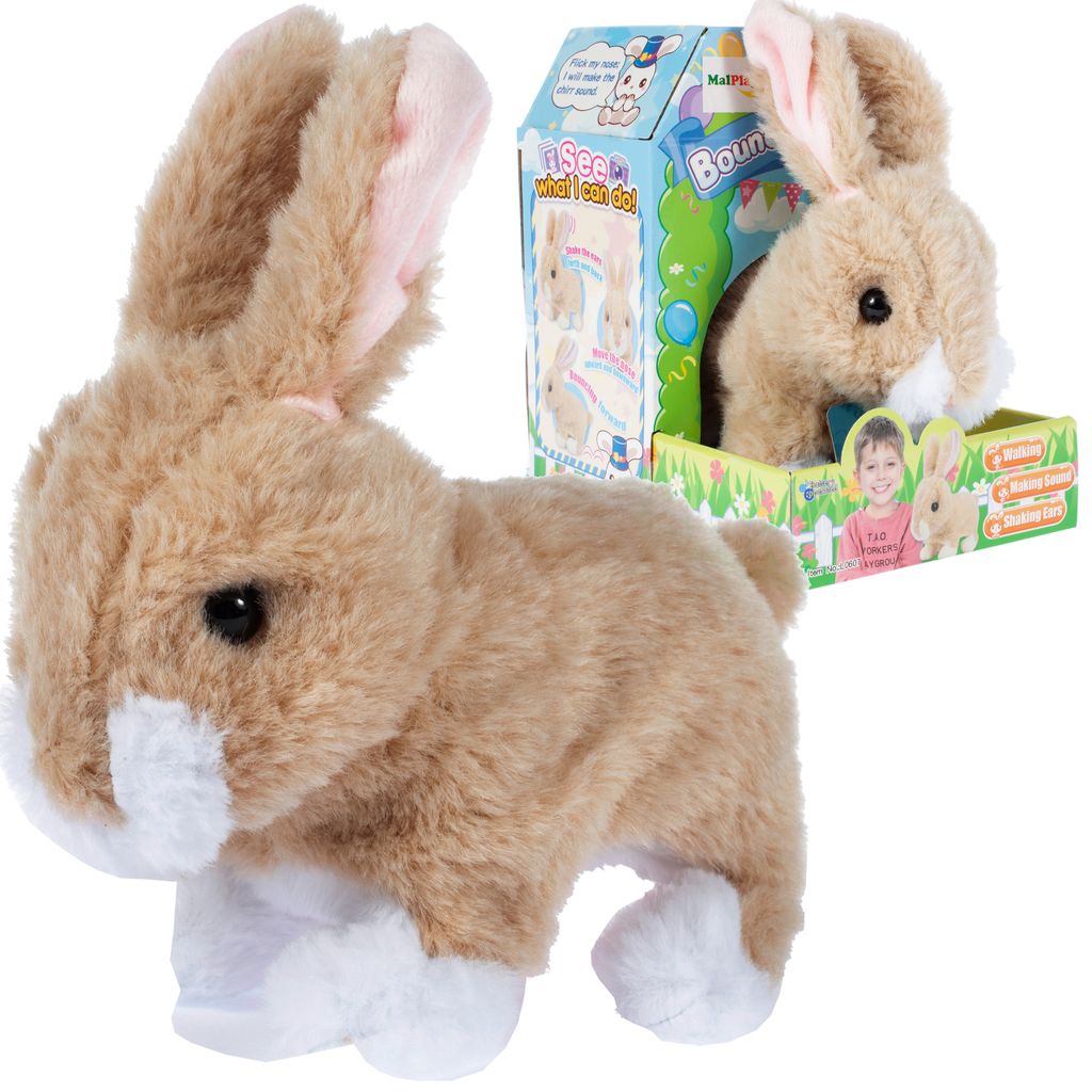 MalPlay Elektronisches Plüschtier | Beige | Interaktives Plüschspielzeug Hase | Geräusche und Reaktionen | für Kinder ab 3 Jahren | Kuscheltier