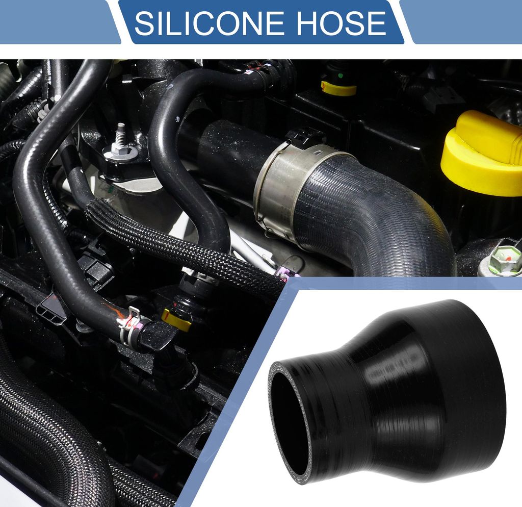 1 Stück 57mm/2,24"-89mm/3,5" ID 100mm/3,94" Länge 0 Grad Schwarzer Autosilikonschlauch Kühlmittelschlauch Universal