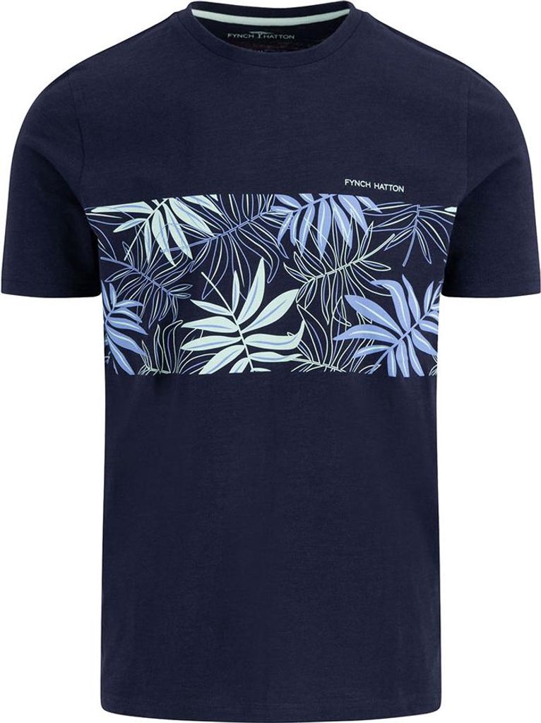 Fynch Hatton Slub Artwork Kurzarm-t-shirt Blau L Herren Blau L