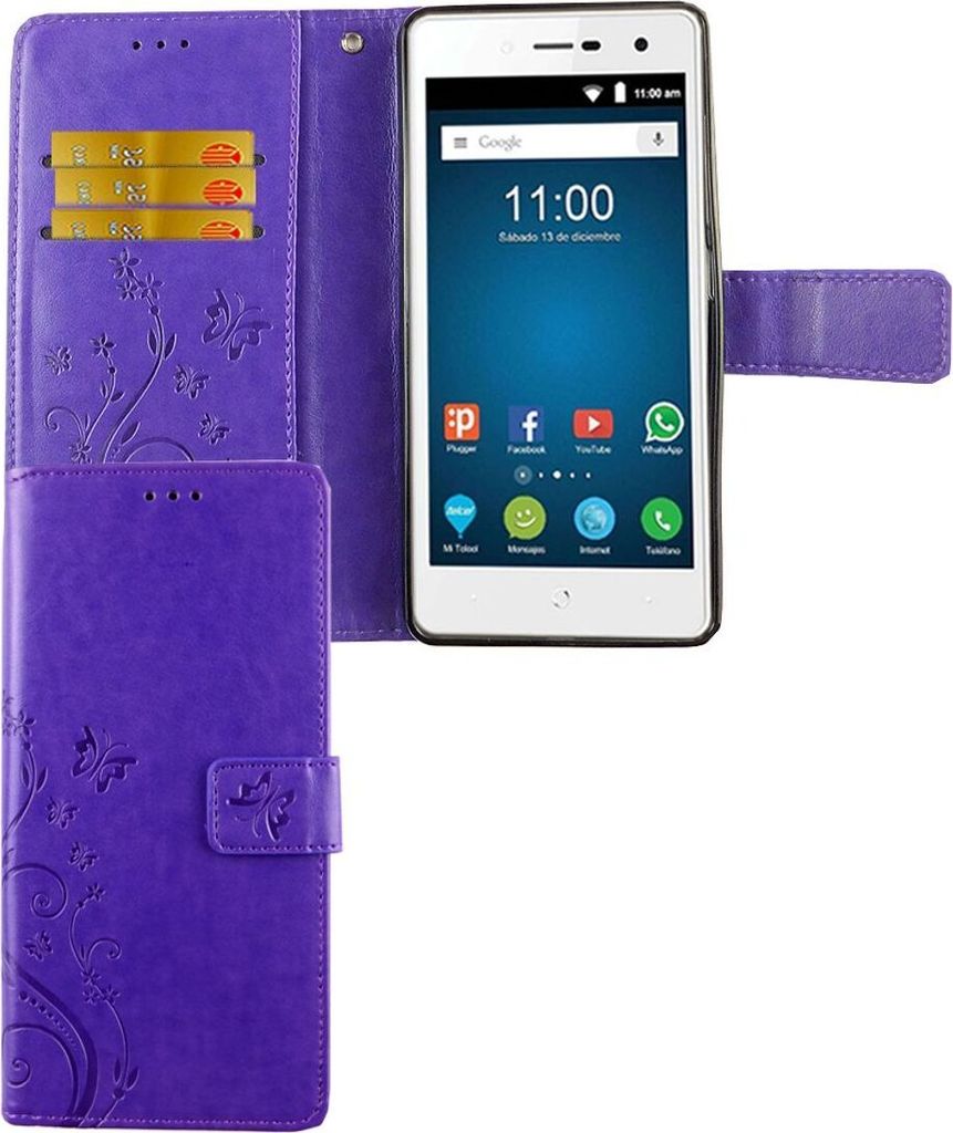 ZTE Blade L7 Handy Hülle Schutz-Tasche Cover Flip-Case Kartenfach Violett