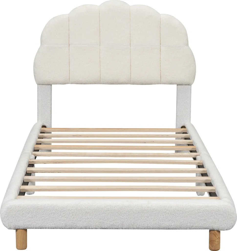 Sweiko Lit Plat 90x200cm pour Enfant en Peluche Douce Blanche Confort