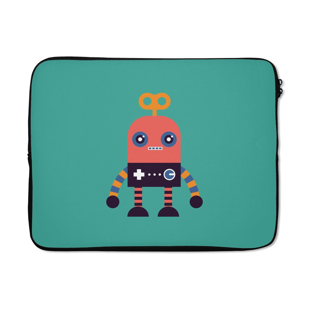 MuchoWow Laptop Hülle 17 Zoll Laptoptasche Roboter - Spielzeug - Gesicht - Rosa - Jungen - Kinder - Zipper - Schutzabdeckung