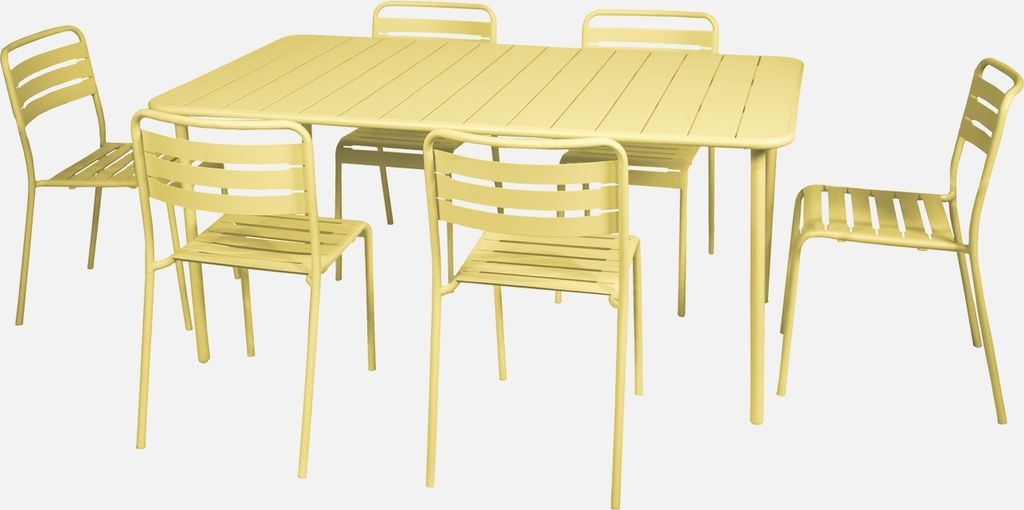 Set tavolo da giardino in acciaio con 6 sedie, 160cm, Immagine del prodotto 