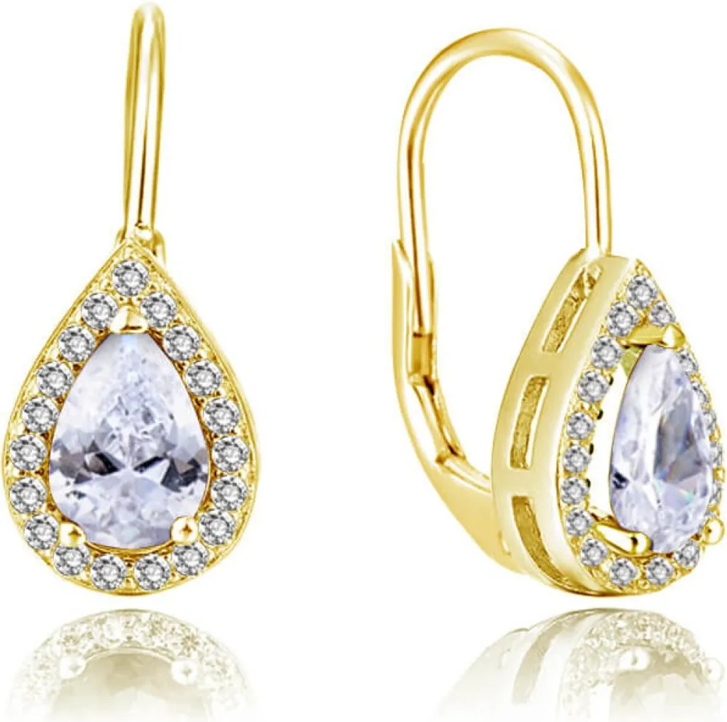 Puces d'oreilles dorées et oxydes de zirconium pour femme style chic