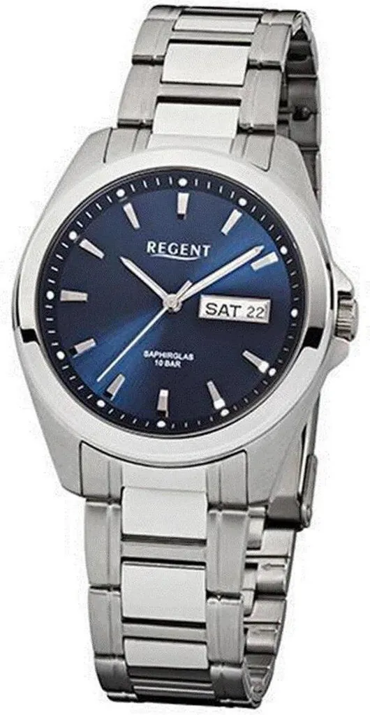 Montre Homme Regent 11150521 Étanche en Acier Inox Cadran Blanc Lisible