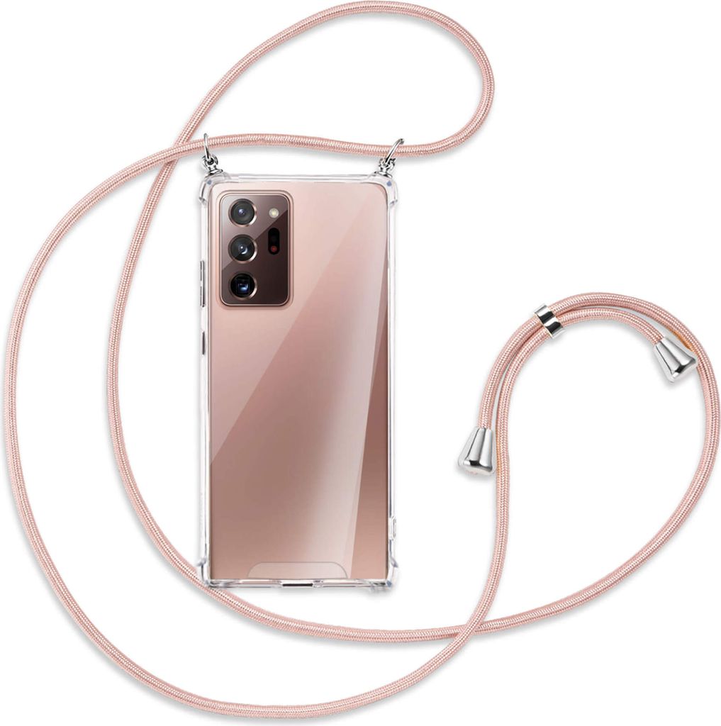 Handykette Backcover-Schutzhülle mit Band (Metall silberfarben) für Samsung Galaxy Note 20 Ultra - roségold