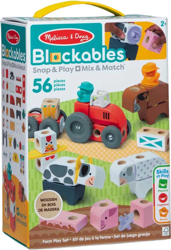 Melissa & Doug Blockables Farm Play Set 56 pcs - Jeu de Construction Bois