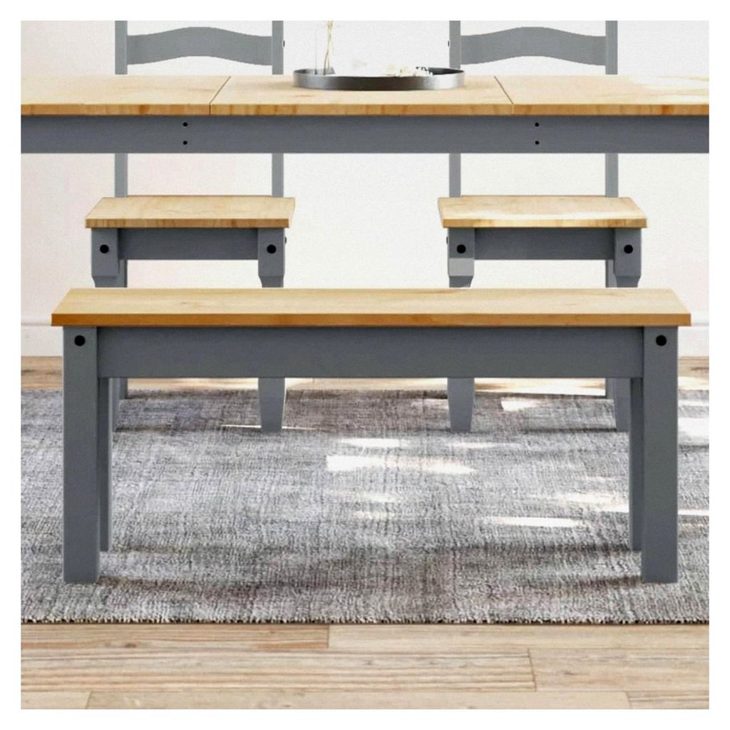 Essbank Panama Grau, 105 x 30 x 45 cm, Massivholz Kiefer