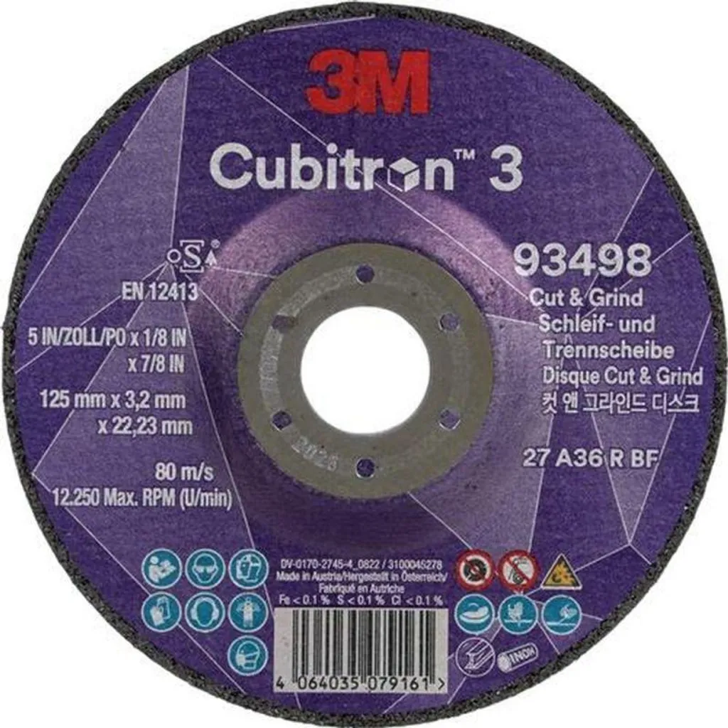 Disque à ébarber 3M Cubitron II 125mm x 3,2mm G36+ Coudé (Lot de 10)