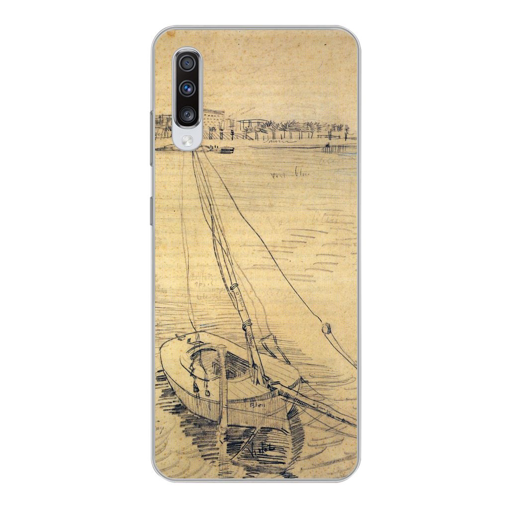 MuchoWow Handyhülle Schutzhülle Hülle für Samsung Galaxy A70 Segelboot auf der Seine bei Asnières - Vincent van Gogh Silikon Softcase Handy ...