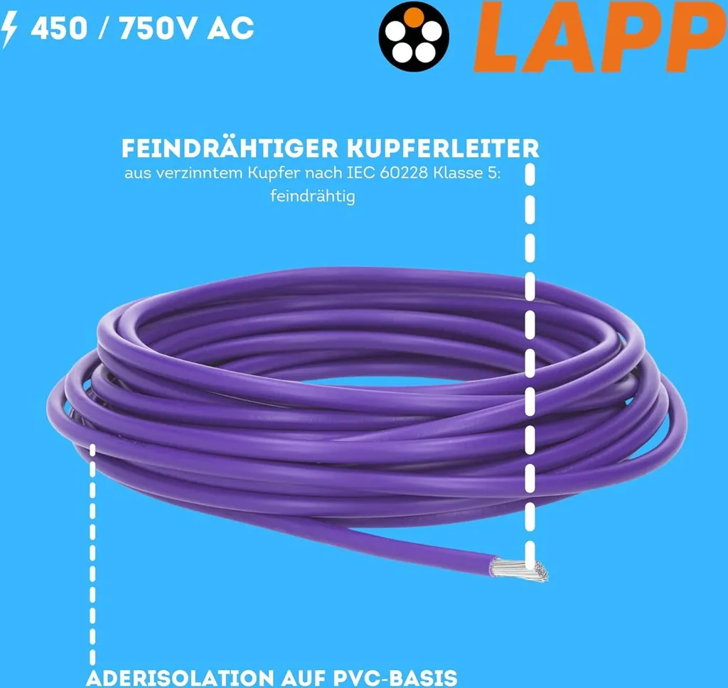 Câble LAPP 0.75 mm² Multi-Standard Violet 100m pour Export Mondial - 2