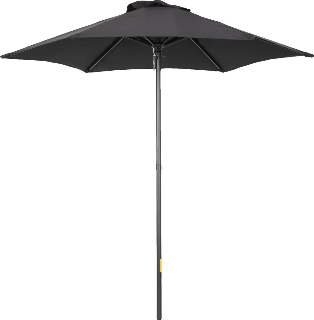 Parasol de jardin noir push-open avec baldaquin anti-vent résistant