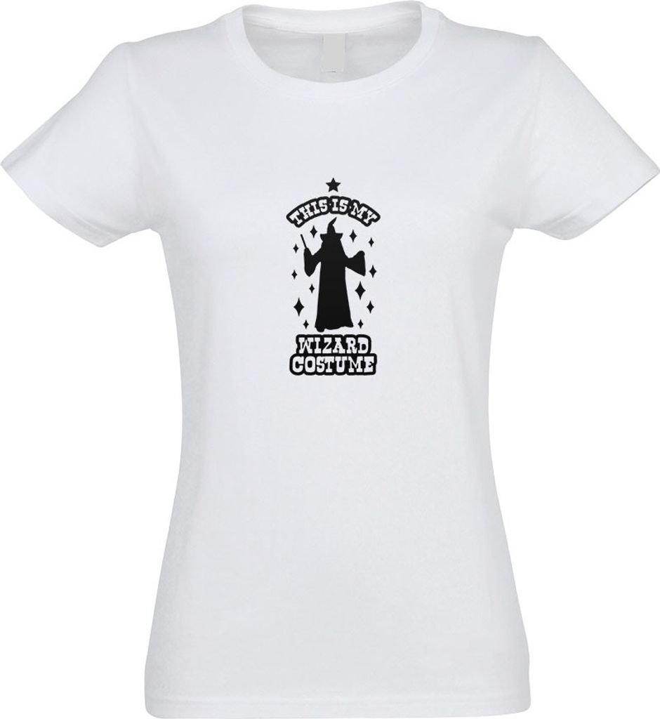 Kiwistar - T-Shirt tailliert - Damen - Weiss - This is My Wizard Costume - mit Motiv Bedruckt - Funshirt Design - Sport - Freizeit - Damen - XXL