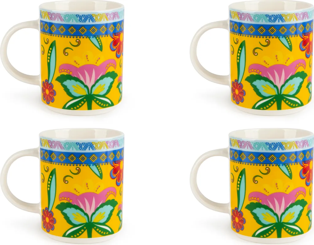 Set 4 Tazze Excelsa Gipsy Soul: Un Viaggio di Colori in Porcellana