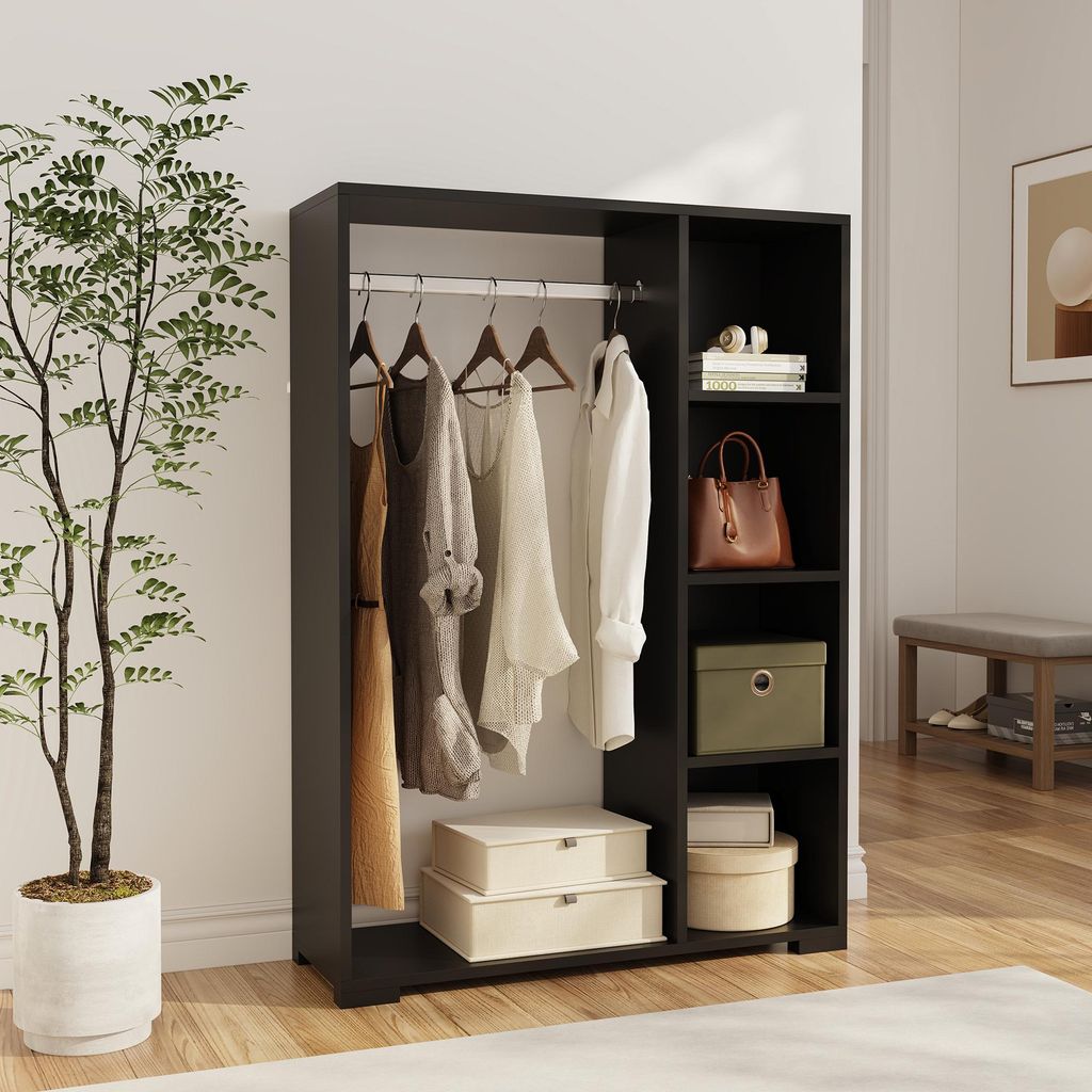 Armoire 'Nesbyen' avec barre de penderie noir Image du produit 
