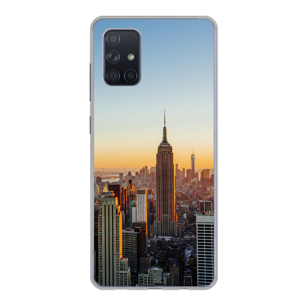 MuchoWow Handyhülle Schutzhülle Hülle für Samsung Galaxy A51 New York - Skyline - Sonnenuntergang Silikon Softcase Handy Hülle - Schutzabdec...