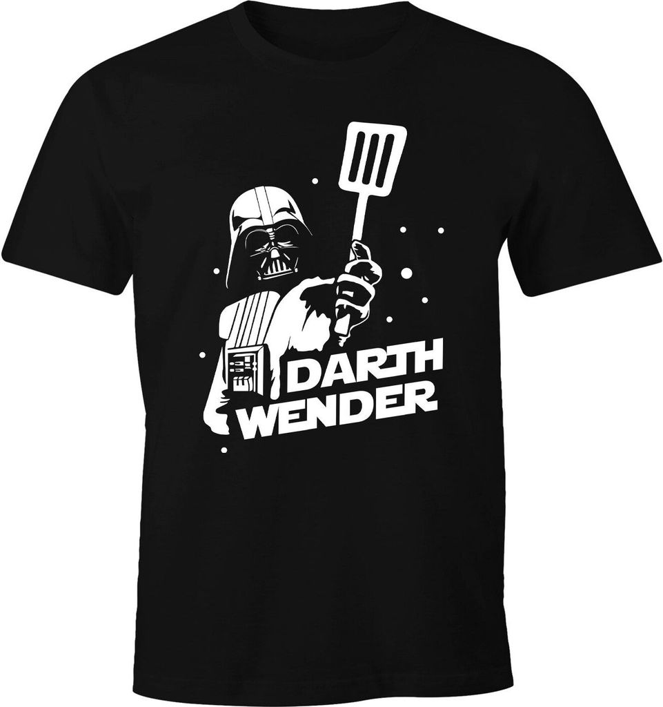 Herren T-Shirt grillen Darth Wender Parodie Fantasy Weltraum Saga Fun-Shirt Spruch lustig Moonworks schwarz 4XL
