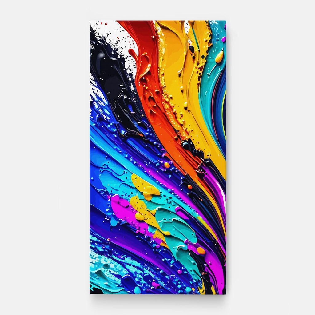 ARTHUB Leinwandbild 40x80 cm, Beautiful Splash | Wohnzimmerdekoration, Hängende Bilder, Wanddekoration, Heimdekoration, Abstrakte, Lebendige Farben