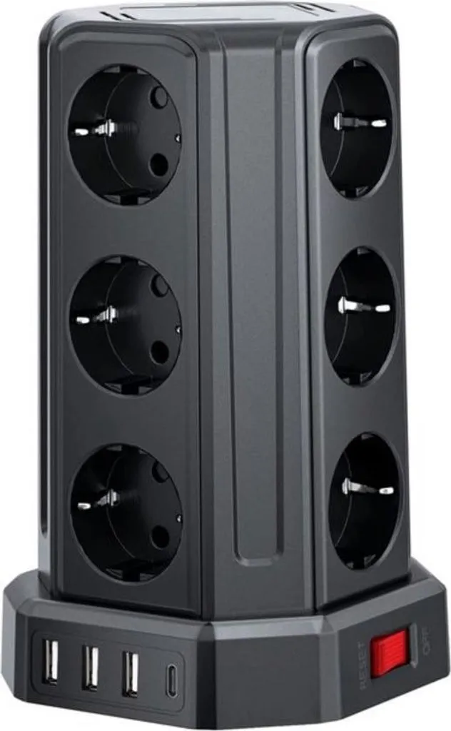 Multiprise Parafoudre 12 Prises AC, 5 USB, Câble 5m Haute Performance